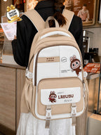 Labubu kids backpack beige worn view - Belinda Store