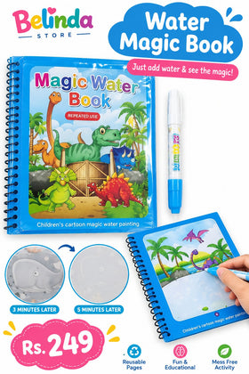 Water Magic Book - Dinosaur Theme Reusable Painting Book for Kids