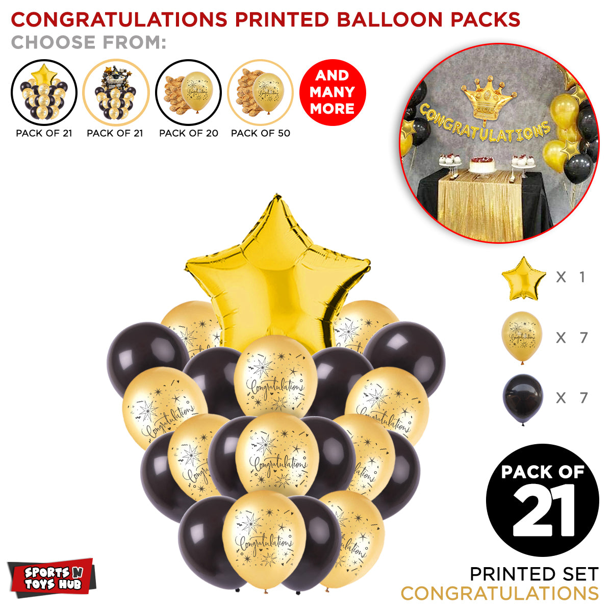 Congratulations Printed Balloons Set