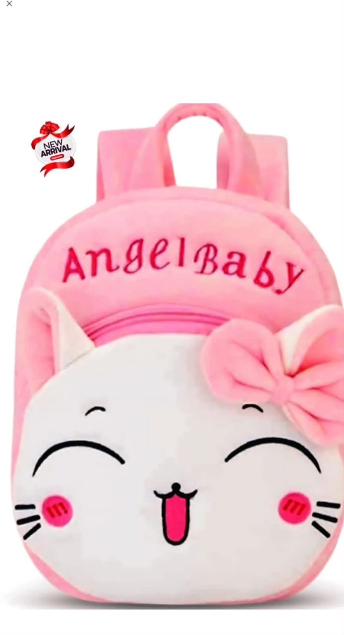 Angel Baby cat plush backpack back view