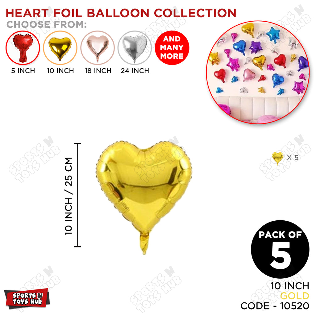 Heart Foil Balloons 10 Inch – Pack of 5