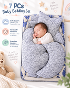 7 Pcs Baby Bedding Set - Complete Newborn Bed Set