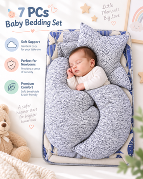 7 Pcs Baby Bedding Set - Complete Newborn Bed Set