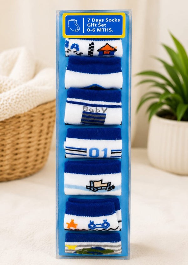 7 pairs newborn baby boy socks in gift box