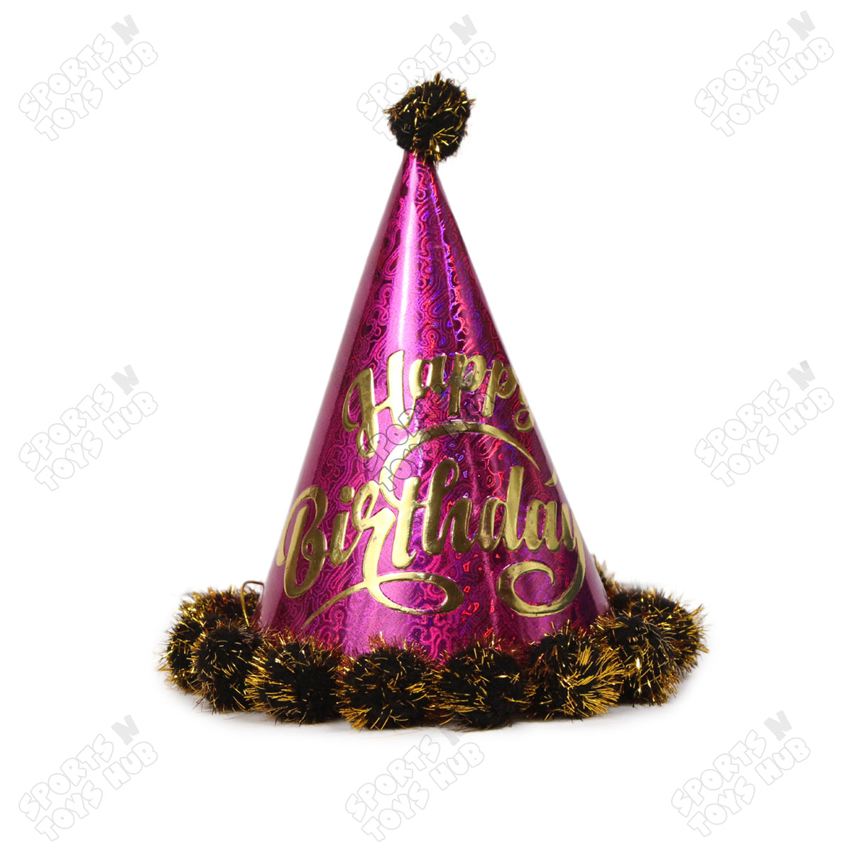 Happy Birthday Party Hat with Pom-Pom