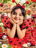 Ladybug personalized baby photoshoot backdrop - design 1
