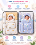 8 Pcs Baby Bed Set - A Cozy Little World for Your Little One