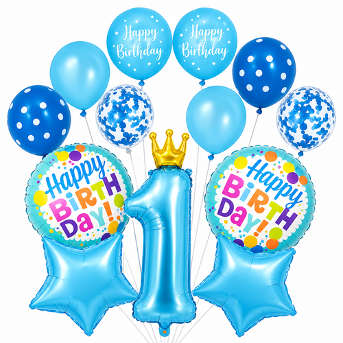 1st Birthday Foil Balloon Set – 13 Pcs