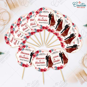 Customized Shaadi Mubarak Mithai Toppers – Pack of 12