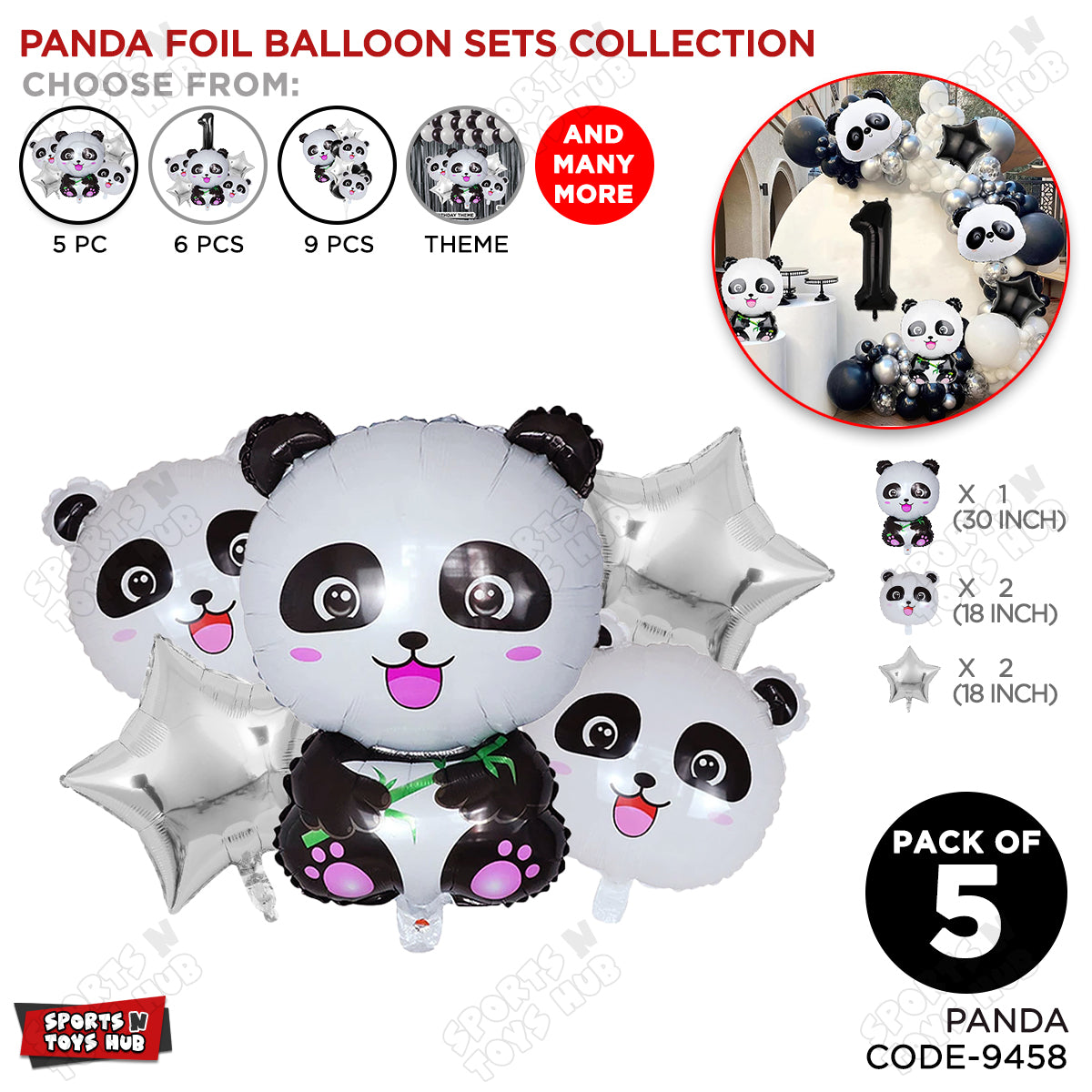 Panda Foil Balloon Set