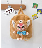 Labubu Plush Backpack - Fuzzy Bunny Backpack for Kids - Brown