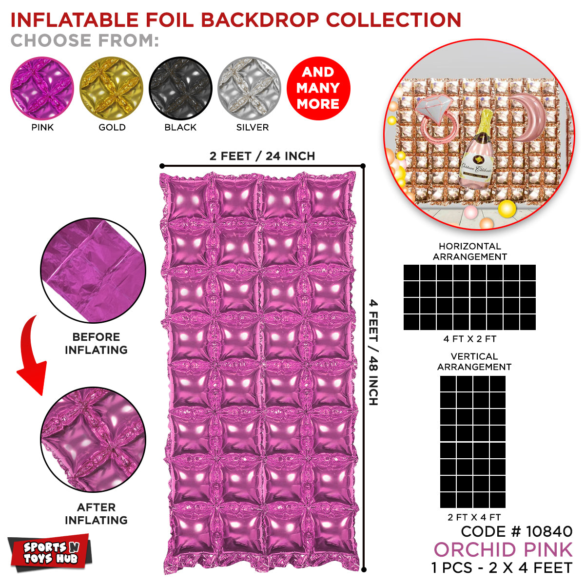 4D Square Foil Backdrop Balloon Curtain