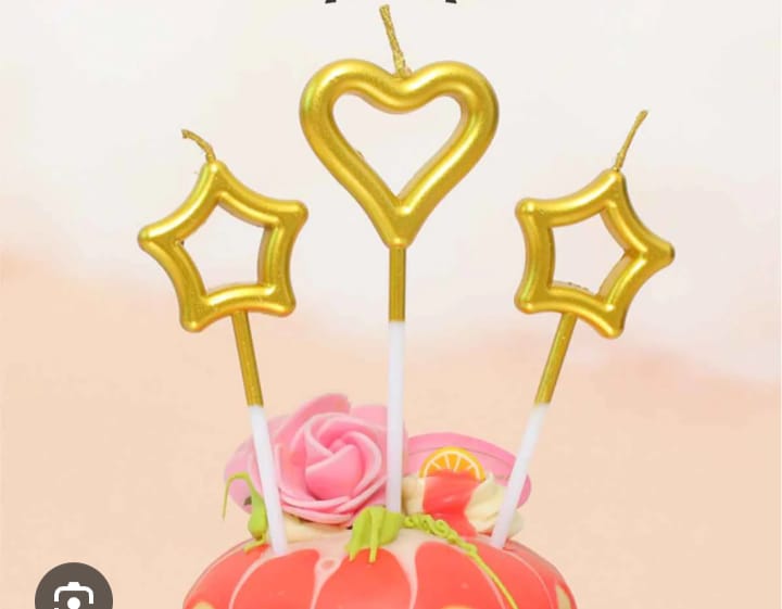 Heart & Star Cake Candles – 3 Pcs