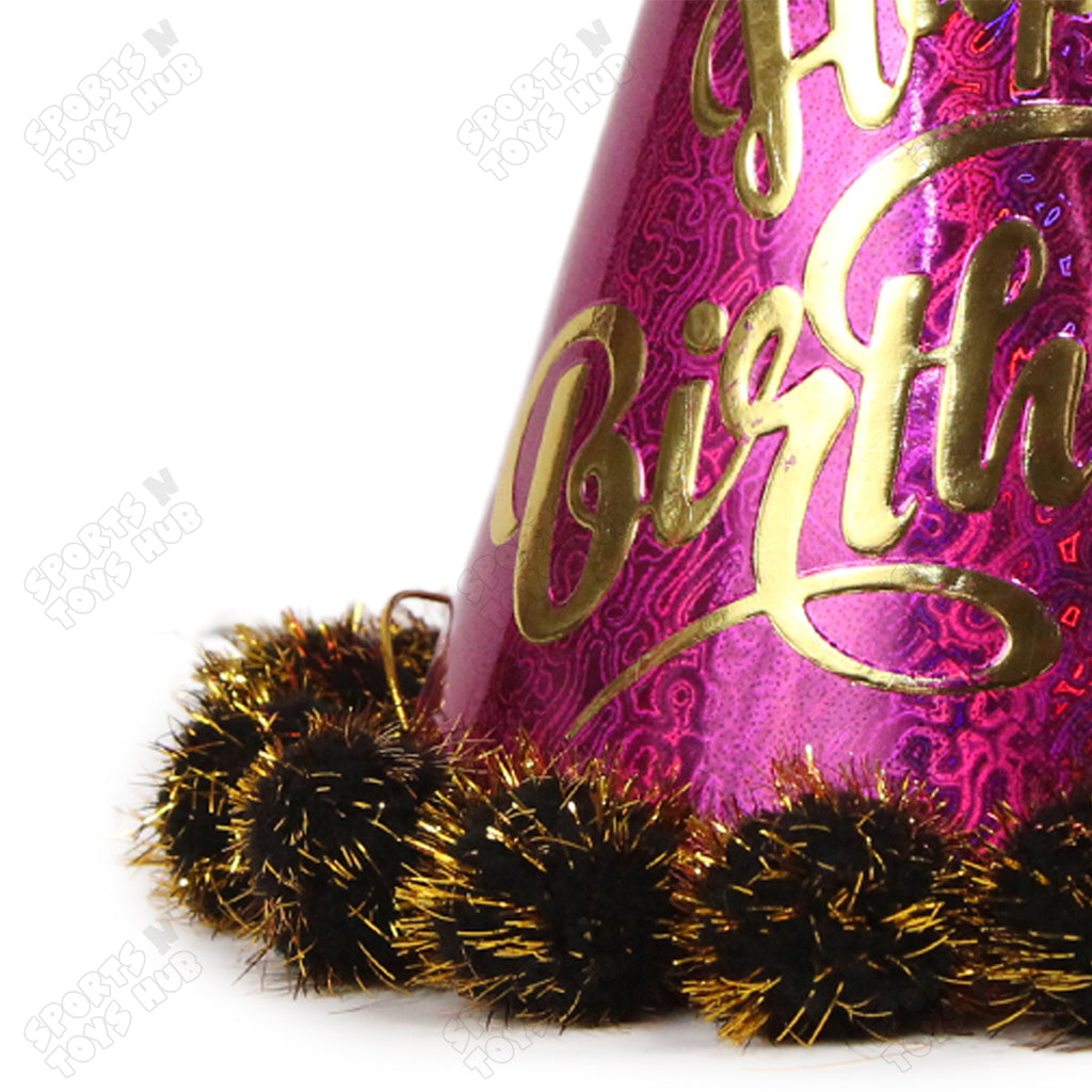 Happy Birthday Party Hat with Pom-Pom