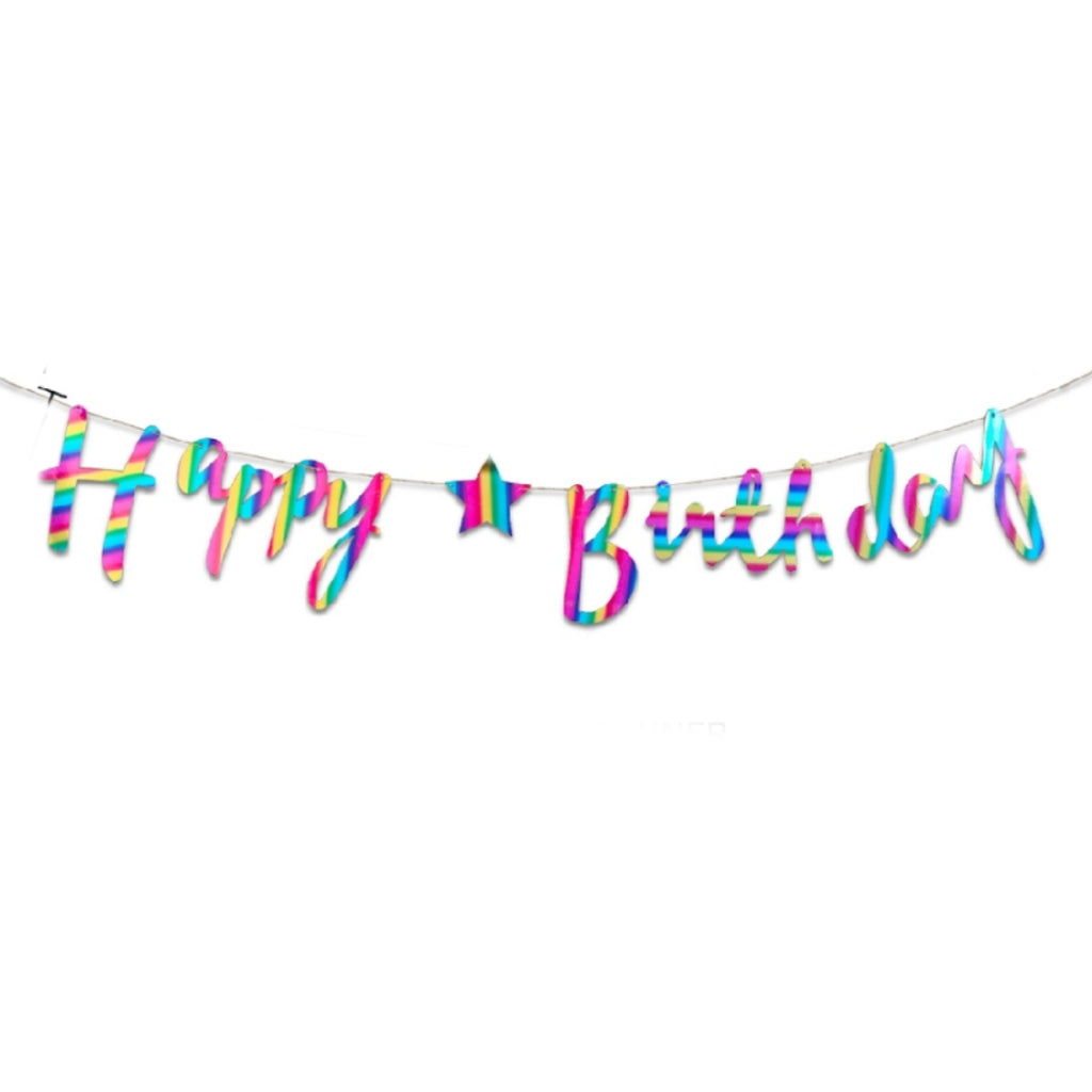 Happy Birthday Hanging Banner with Stars