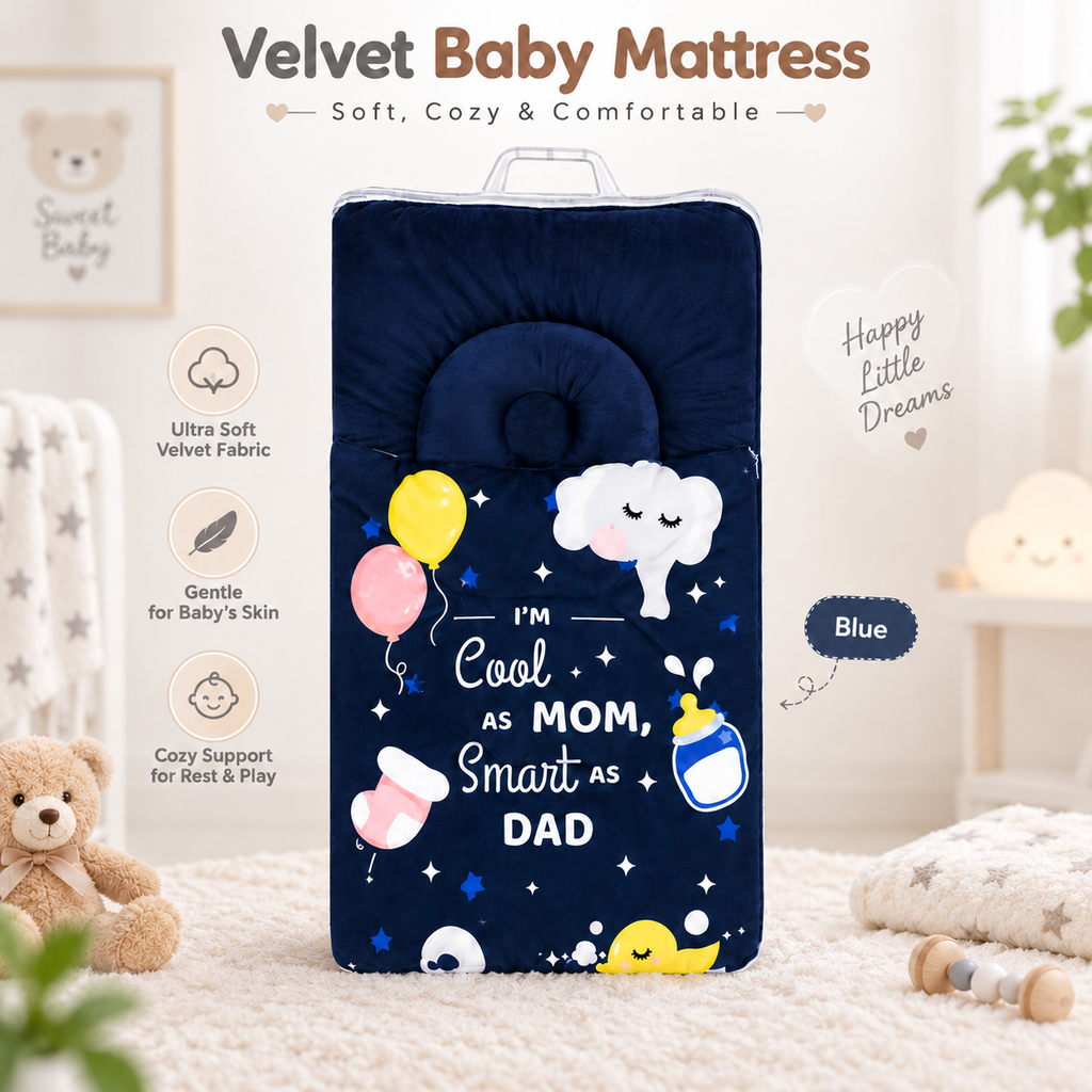 Velvet Baby Mattress - Soft Cozy Newborn Bed Mat (3 Colors)