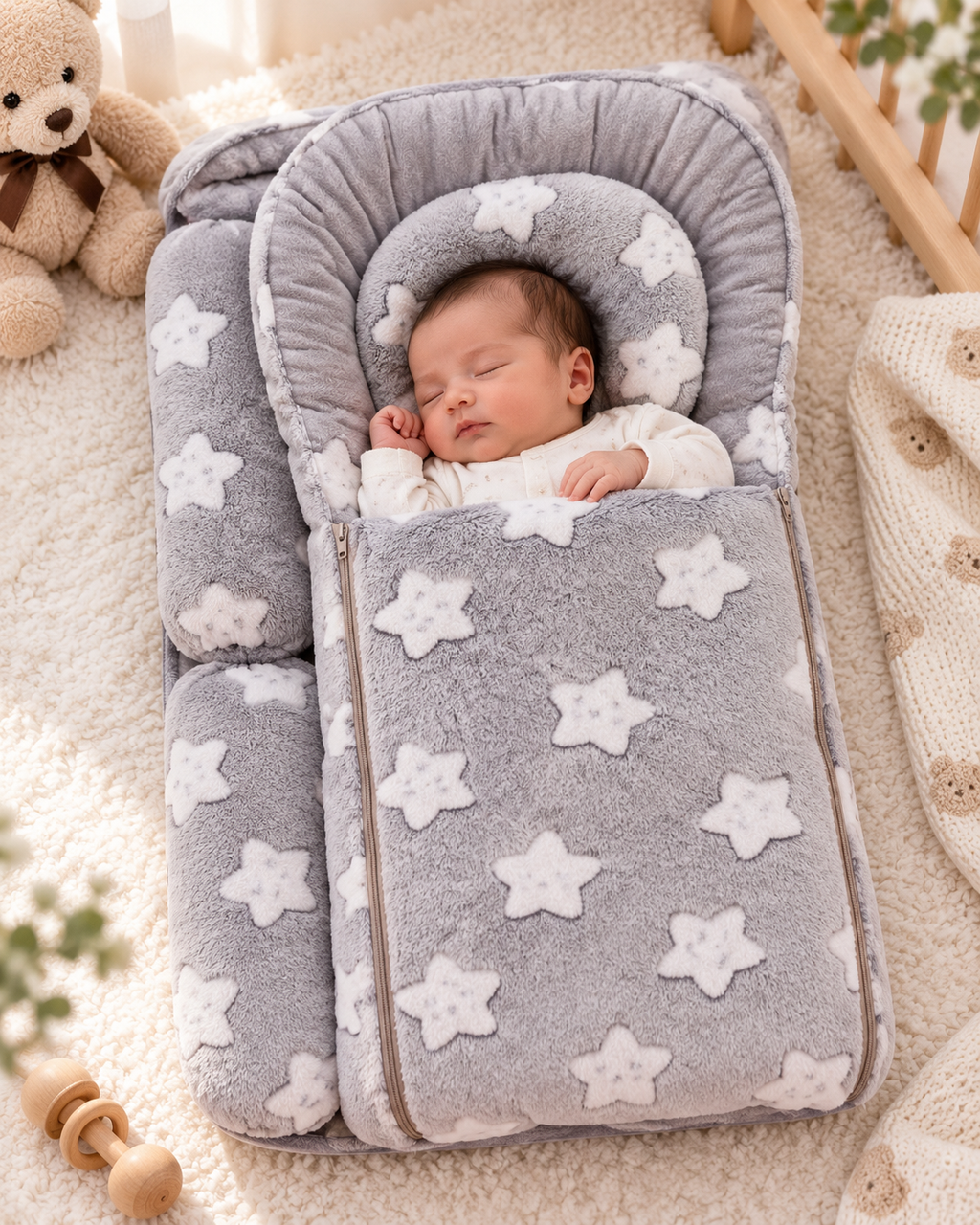 Baby Sleeping Bag with Star Print - Soft Newborn Sleep Nest (5 Colors)