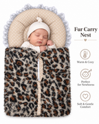 Fur Carry Nest Baby Sleeping Bag - Warm Leopard Print