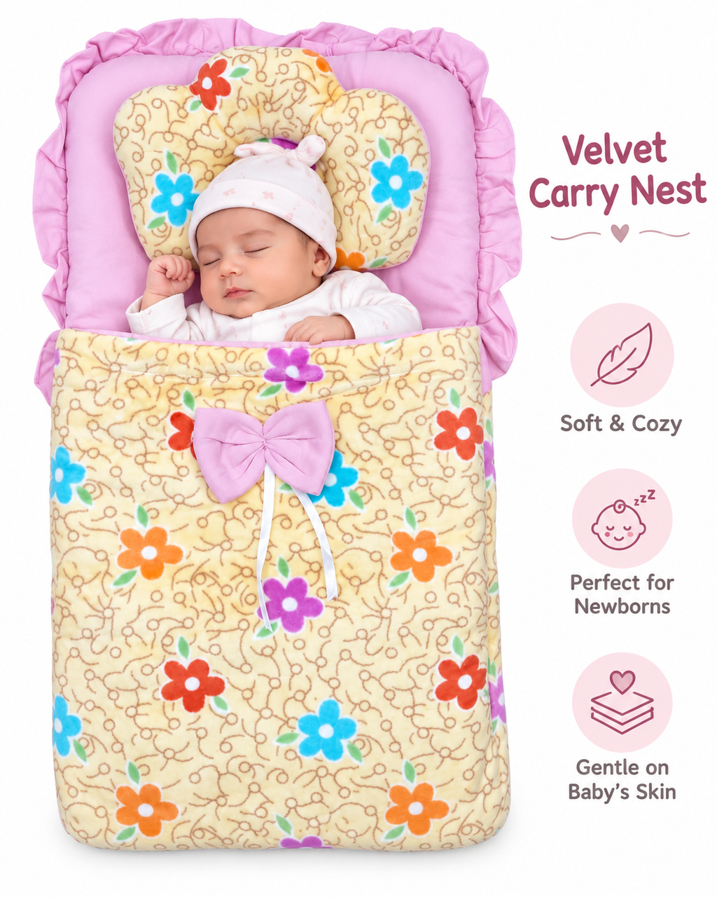 Velvet Baby Sleeping Carry Nest - Soft Newborn Carry Nest (6 Designs)