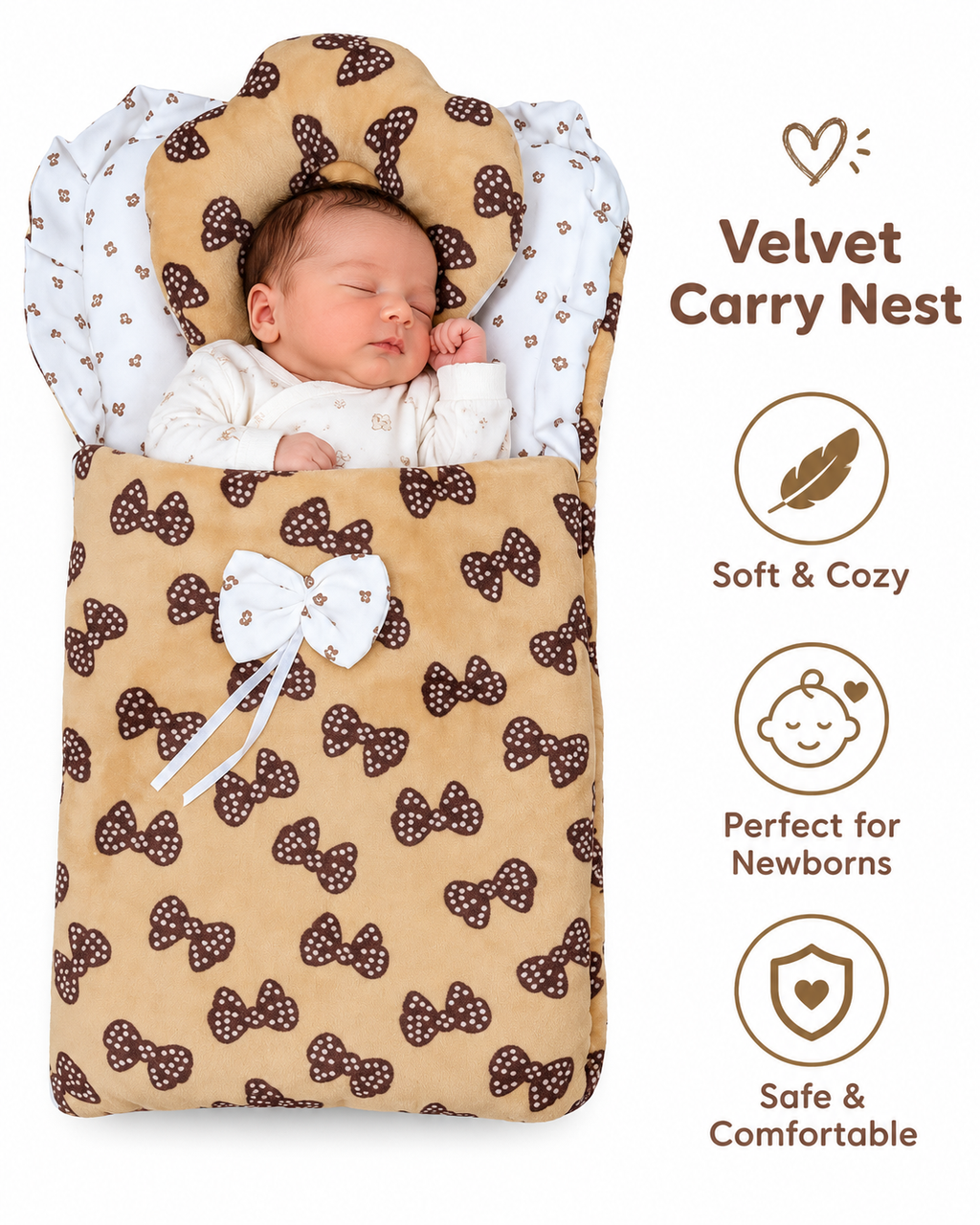 Velvet Baby Sleeping Carry Nest - Soft Newborn Carry Nest (6 Designs)
