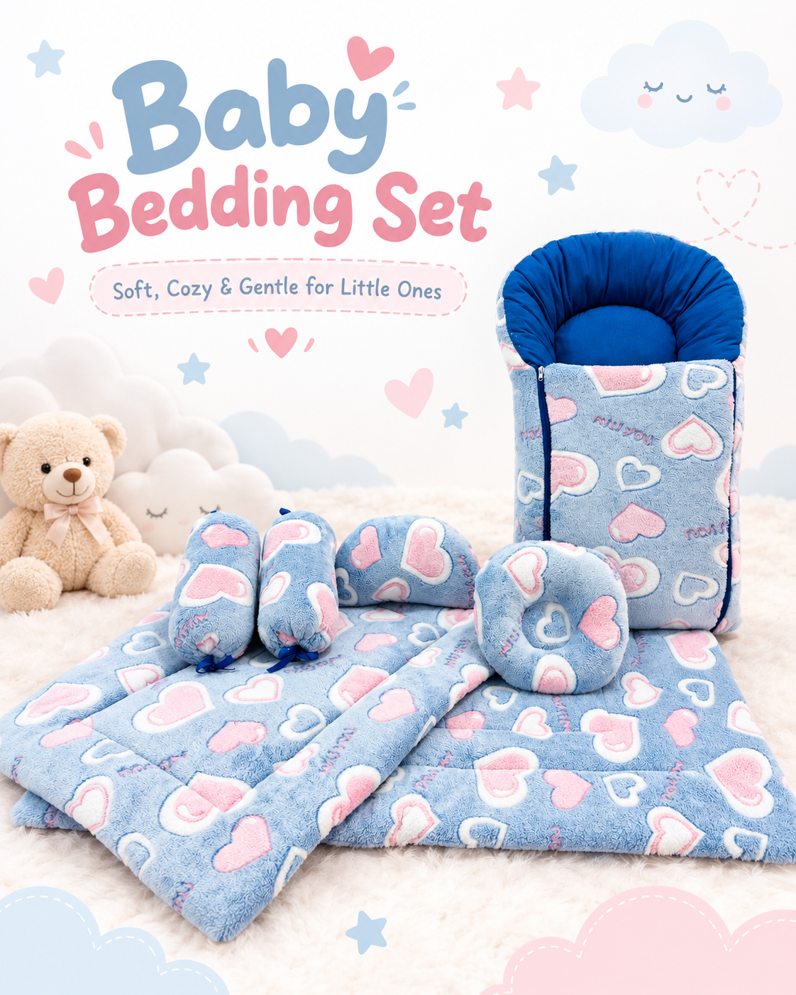 Baby Sleeping Bag with Heart Print - Cozy Newborn Sleep Nest (2 Colors)