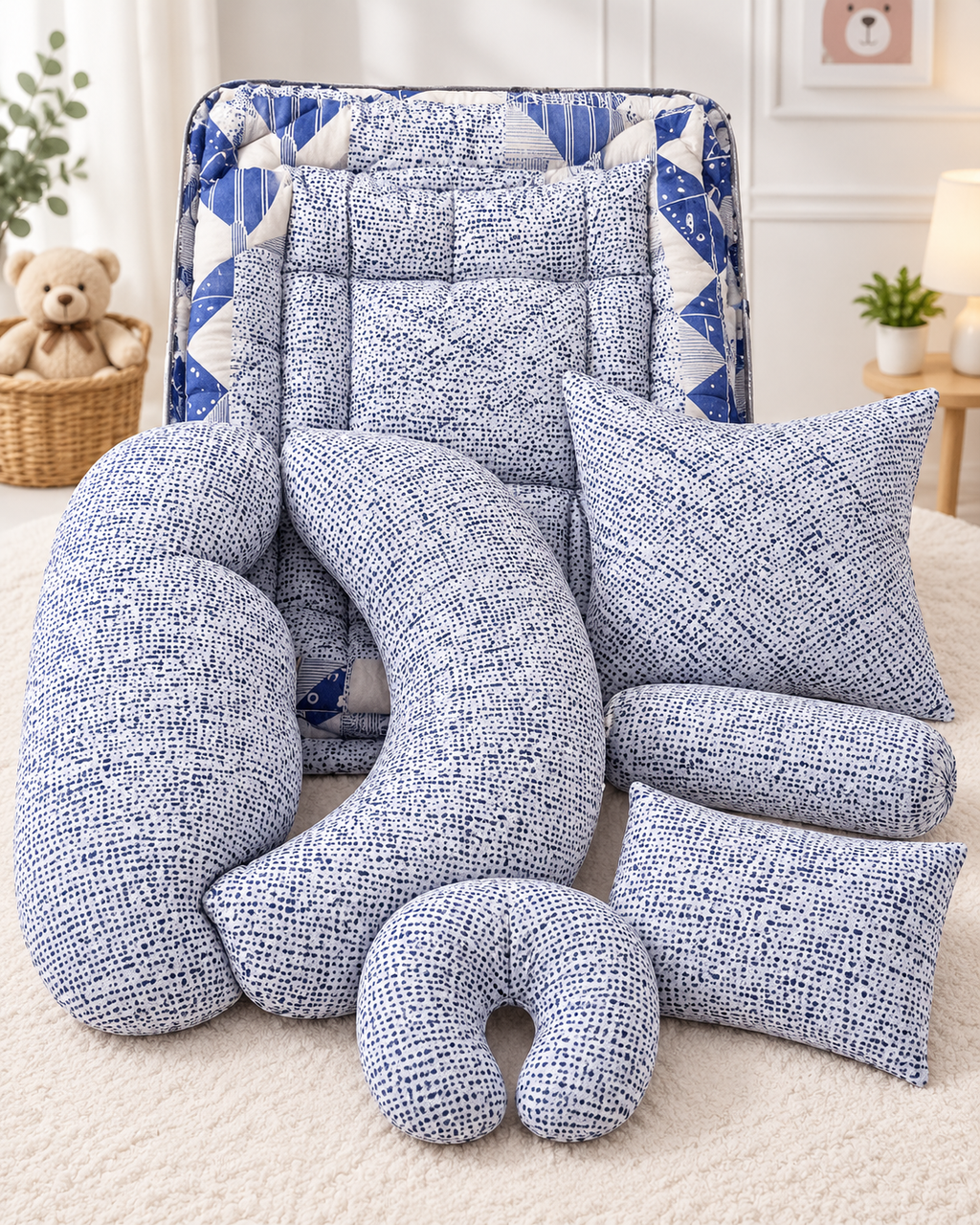 7 Pcs Baby Bedding Set - Complete Newborn Bed Set