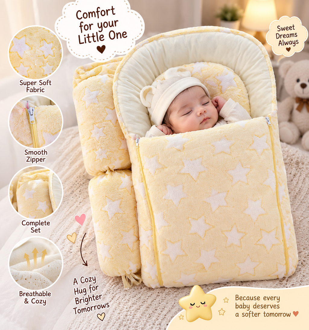 Baby Sleeping Bag with Star Print - Soft Newborn Sleep Nest (5 Colors)