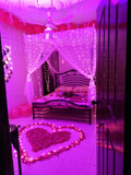 White Net Real Flowers Wedding Room Decor – Fairy Lights - view 1