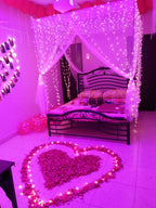 White Net Real Flowers Wedding Room Decor – Fairy Lights - view 2