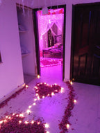 White Net Real Flowers Wedding Room Decor – Fairy Lights - view 8