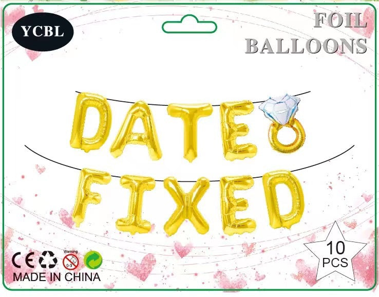 Date Fixed Foil Balloon Set – Gold