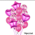 Confetti, Heart & Star Balloon Set – 14 Pcs (Colours)