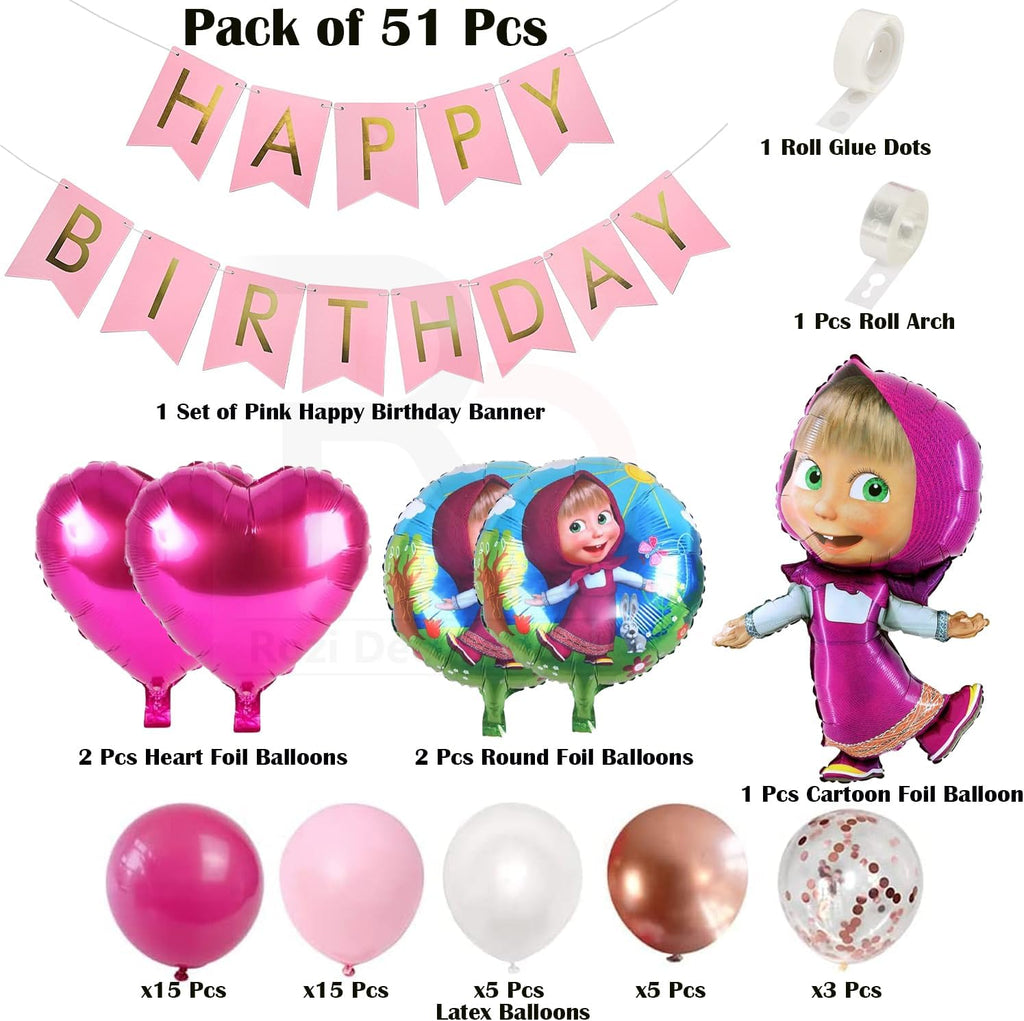 Masha and the Bear Birthday Set – 51 Pcs