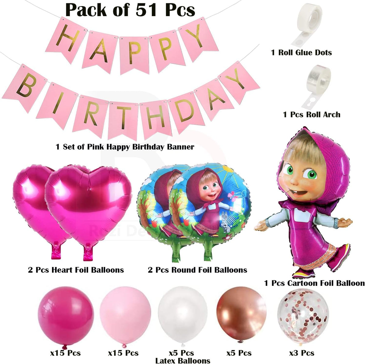 Masha and the Bear Birthday Set – 51 Pcs