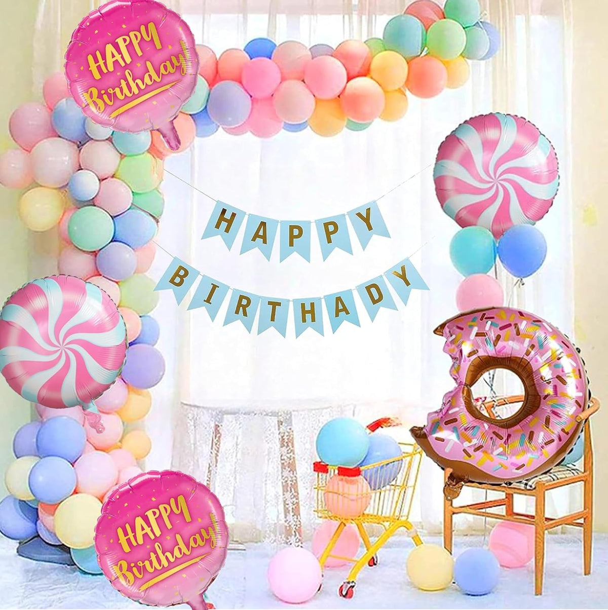 Donut & Candy Pastel Birthday Set – 108 Pcs