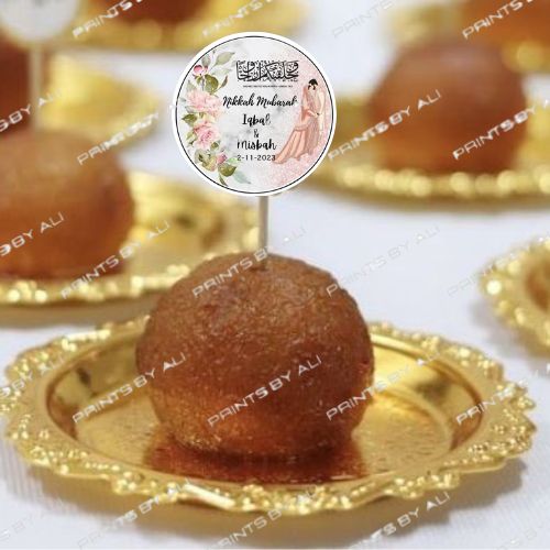 Customized Nikkah Mubarak Mithai Toppers – Pack of 12
