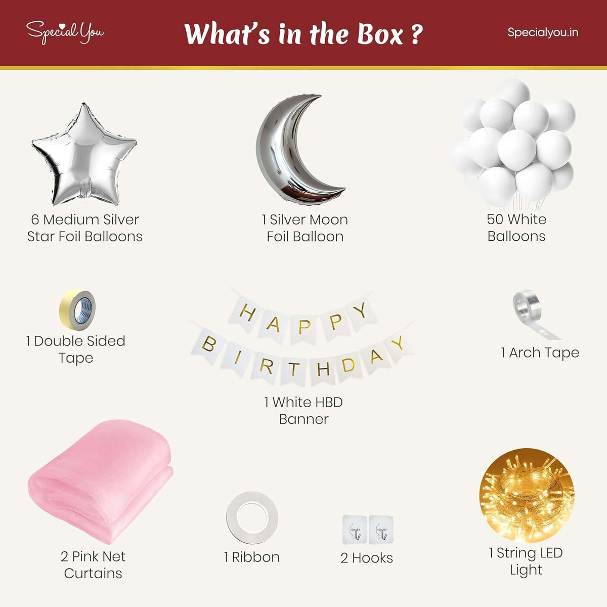 Star & Moon Birthday Backdrop Set – 66 Pcs
