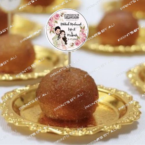 Customized Nikkah Mubarak Mithai Toppers – Pack of 12
