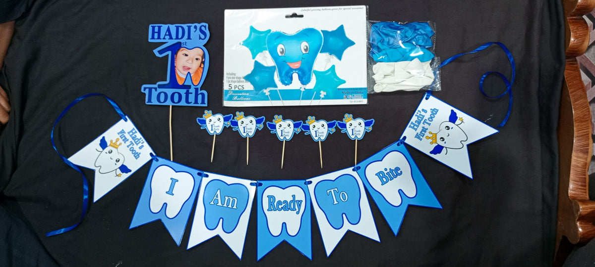 First Tooth Party Set with Photo Cake Topper