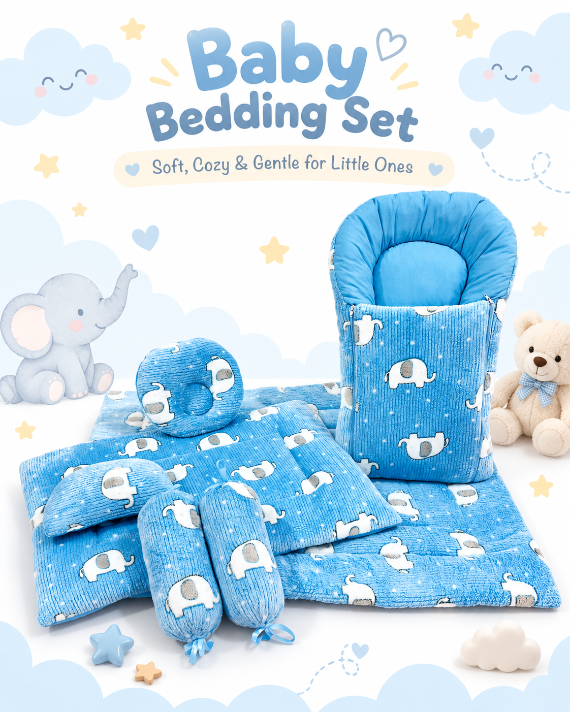 Baby Sleeping Bag Carry Nest - Elephant Print (Pack in Case)
