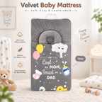 Velvet Baby Mattress - Soft Cozy Newborn Bed Mat (3 Colors)