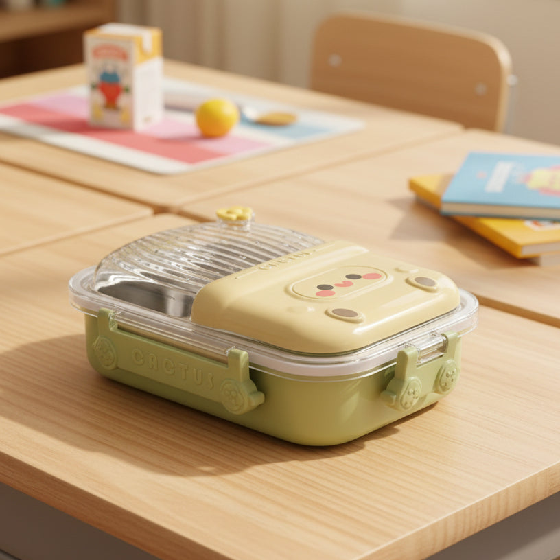 3 Compartment Cactus Shape Lunch Box For Kids
