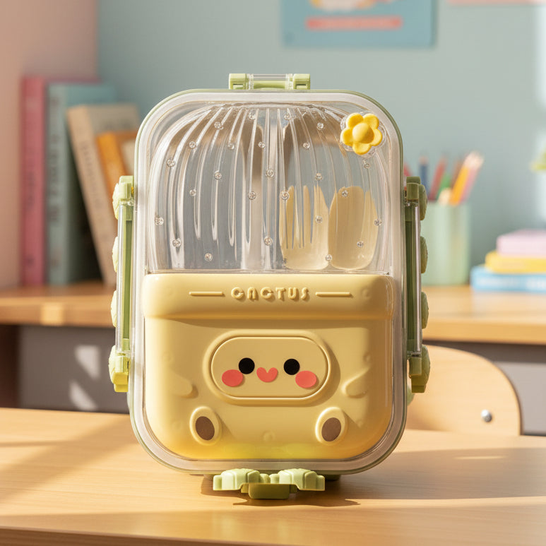 3 Compartment Cactus Shape Lunch Box For Kids