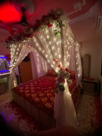 Red & White Wedding Room Decoration – Floral Arrangement - view 1