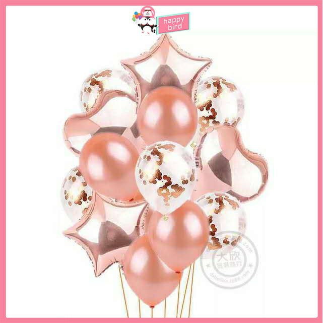 Confetti, Heart & Star Balloon Set – 14 Pcs