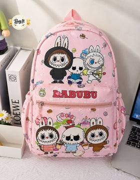 LABUBU Cartoon Print School Backpack - Pink