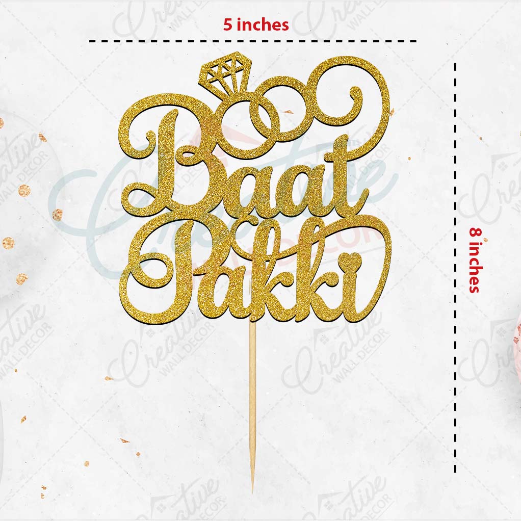 Baat Pakki Cake Topper – Gold Glitter