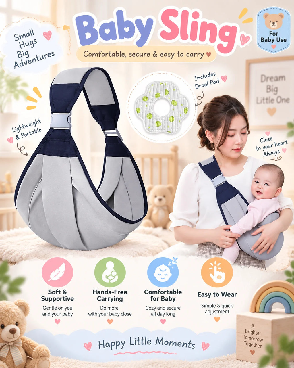 Adjustable Baby Sling Carrier – poster 5 | Belinda Store Pakistan
