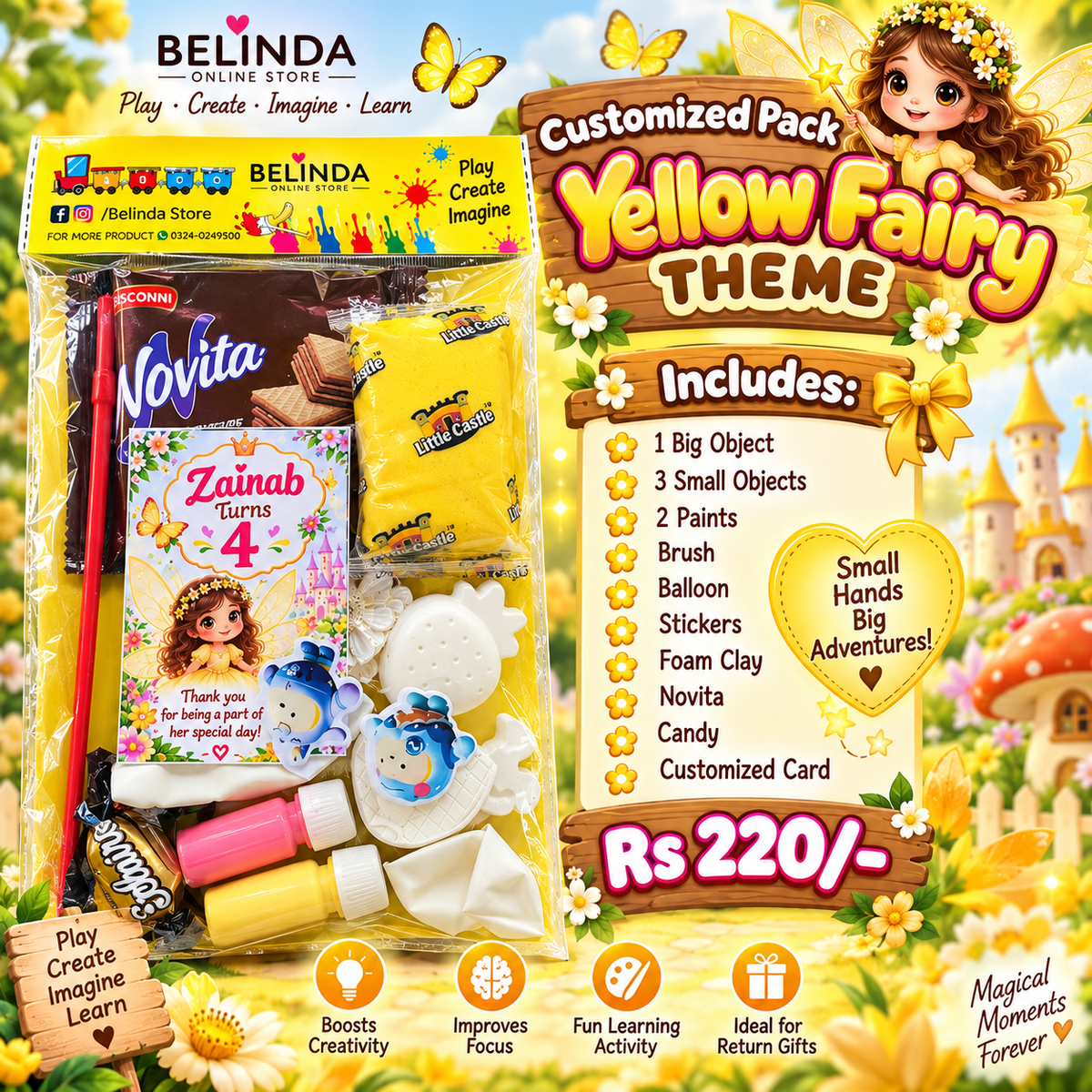 Customized Birthday Pack – Yellow Fairy Theme | Personalized