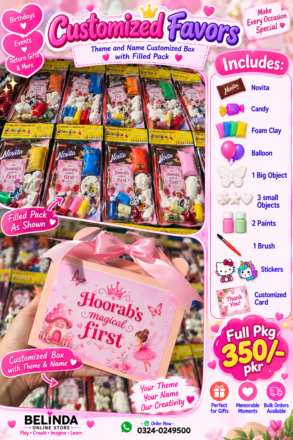 Customized Favors Box – Full Pack | Personalized Theme Party